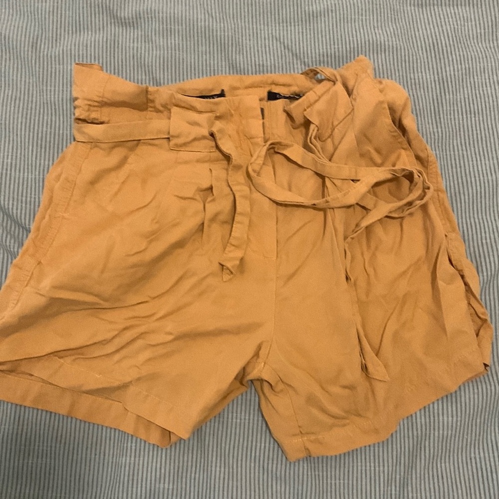 Yellow tie waist shorts